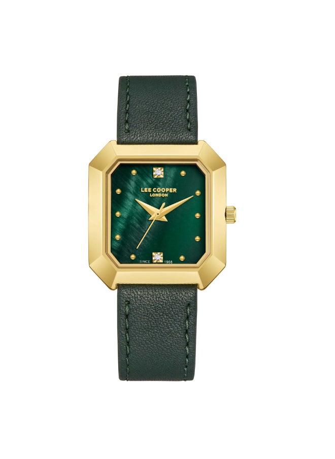 Lee Cooper Lee Cooper Women's Watch, Analog Display and Leather Strap - LC08028.175, Green  - Image 1
