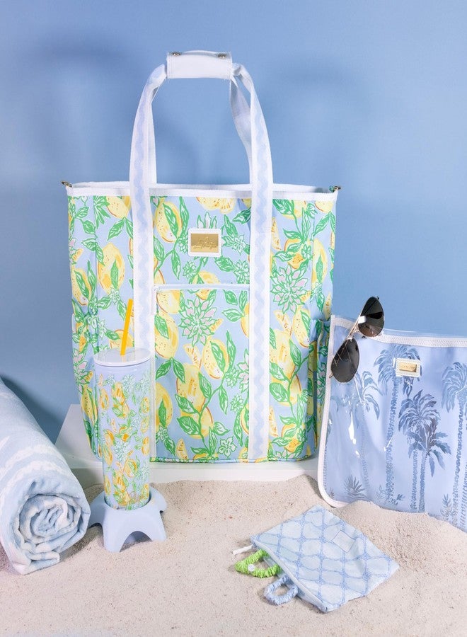 Lilly Pulitzer منشفة شاطئ/مسبح كبيرة من ليلي بولتزر، 40 × 72، منشفة قطنية كبيرة للبالغين، طباعة شجرة النخيل باللون الأزرق/الأخضر، طريق النخيل إلى المنزل - Image 2