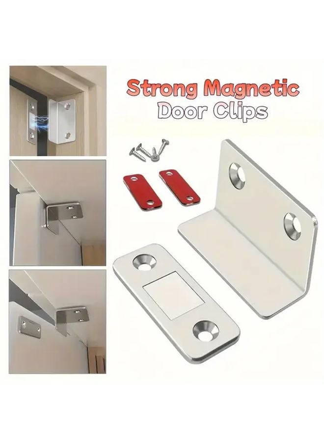 16PCS Silvery Sliding Door Magnetic Closure No Drill L Shaped Invisible Wardrobe Cabinet - Image 1