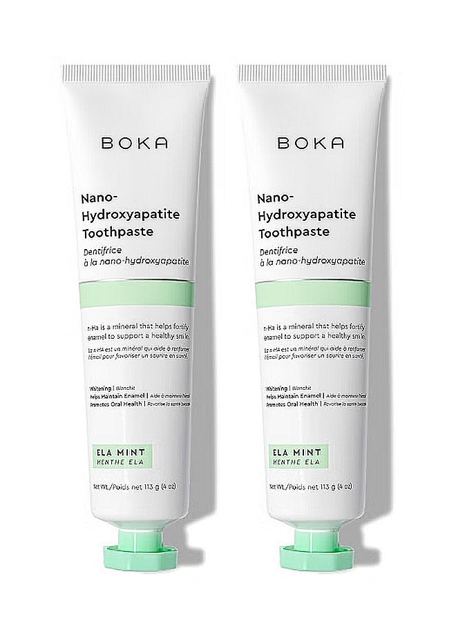 BOKA Boka Fluoride Free Travel Size Toothpaste Nano Hydroxyapatite Helps Remineralize Appropriate for Sensitive Teeth Whitening for Adult Kids Oral Care Ela Mint Flavor 13 Fl Oz 2Pk