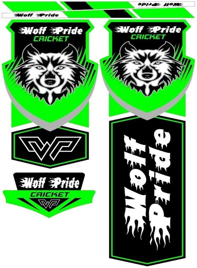 WOLF PRIDE Classic Green Cricket Bat Sticker (Orange) - Image 1