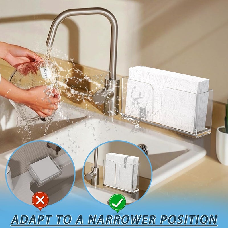 PITBVO Napkin Holder, Clear Acrylic Guest Towel Holder, Vertical Rectangular Disposable Hand Towel Holder for Kitchen, Waterproof Guest Paper Towel Lucite Tray for Bathroom Home Hotel Office Restaurant Use - Image 4