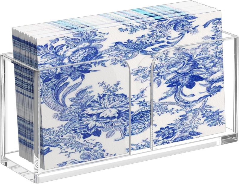 PITBVO Napkin Holder, Clear Acrylic Guest Towel Holder, Vertical Rectangular Disposable Hand Towel Holder for Kitchen, Waterproof Guest Paper Towel Lucite Tray for Bathroom Home Hotel Office Restaurant Use - Image 1