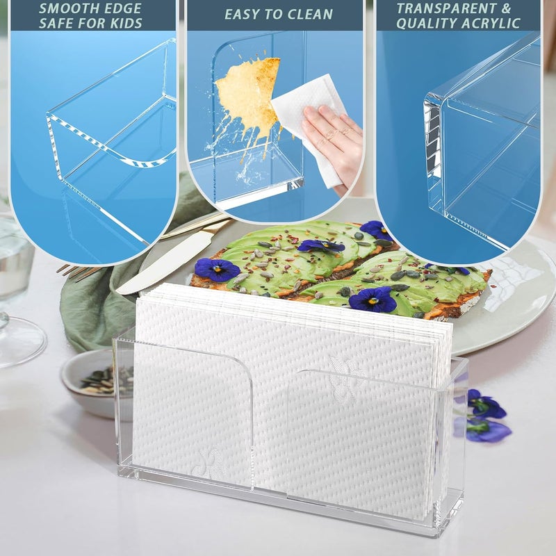 PITBVO Napkin Holder, Clear Acrylic Guest Towel Holder, Vertical Rectangular Disposable Hand Towel Holder for Kitchen, Waterproof Guest Paper Towel Lucite Tray for Bathroom Home Hotel Office Restaurant Use - Image 5