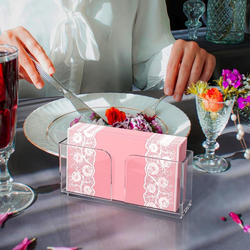 PITBVO Napkin Holder, Clear Acrylic Guest Towel Holder, Vertical Rectangular Disposable Hand Towel Holder for Kitchen, Waterproof Guest Paper Towel Lucite Tray for Bathroom Home Hotel Office Restaurant Use - Image 3