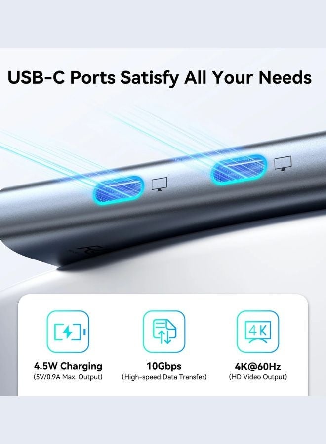 موكين محول موكين 5 في 1 USB C Hub مع مخرج HDMI بدقة 4K/8K، USB 3.0، شحن PD بقوة 100 واط، مصنوع من سبائك الألومنيوم - Image 4
