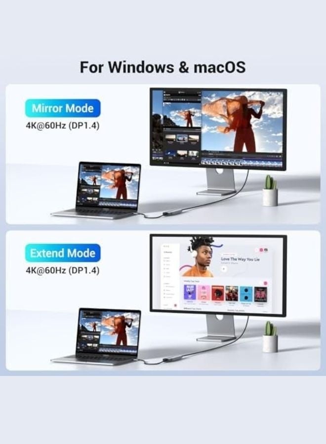 موكين محول موكين 5 في 1 USB C Hub مع مخرج HDMI بدقة 4K/8K، USB 3.0، شحن PD بقوة 100 واط، مصنوع من سبائك الألومنيوم - Image 5