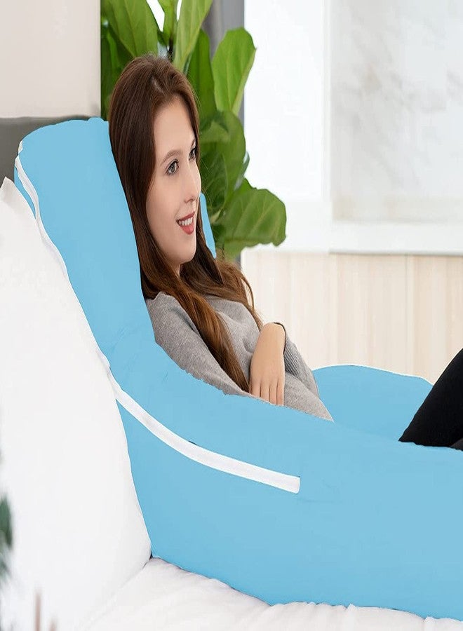 DADDY COOL وسادة حمل ناعمة على شكل حرف J من دادي كول للنوم || للأمومة والرضاعة | وسادة داعمة للظهر والبطن والوركين والعمود الفقري والرقبة والمعدة والرأس، غطاء خارجي من القطن مع سحاب (أزرق فاتح) - Image 5