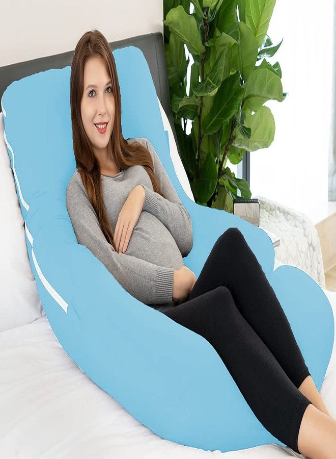 DADDY COOL وسادة حمل ناعمة على شكل حرف J من دادي كول للنوم || للأمومة والرضاعة | وسادة داعمة للظهر والبطن والوركين والعمود الفقري والرقبة والمعدة والرأس، غطاء خارجي من القطن مع سحاب (أزرق فاتح) - Image 4