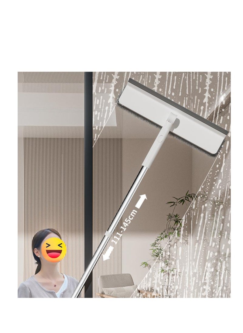 Golden - Telescopic Window Cleaning Kit,Window Squeegee 2-in-1 Cleaner with Microfiber Scrubber,Indoor and Outside Window Glass Washing Tools with Long Extendable Handle,2 Cleaning Cloths - Image 1
