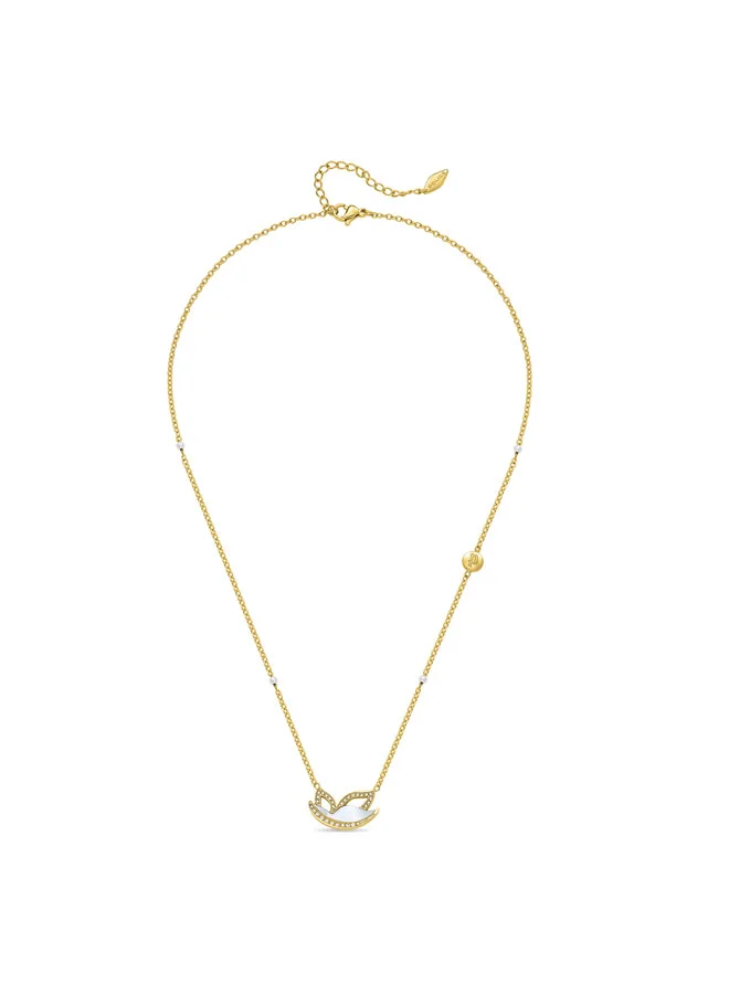 POLICE Birdy NecklaceHalf-Winged Mother-of-Pearl Butterfly with Sparkling Crystals, Gold-Plated, Luxe and Fearless Expression