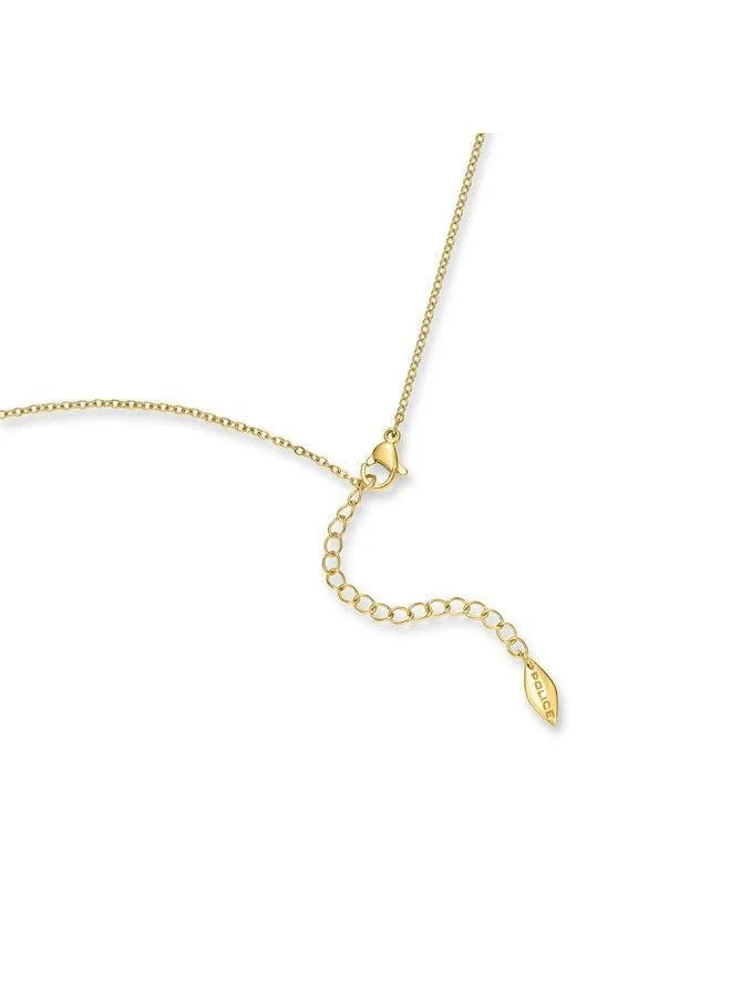 POLICE Birdy NecklaceHalf-Winged Mother-of-Pearl Butterfly with Sparkling Crystals, Gold-Plated, Luxe and Fearless Expression