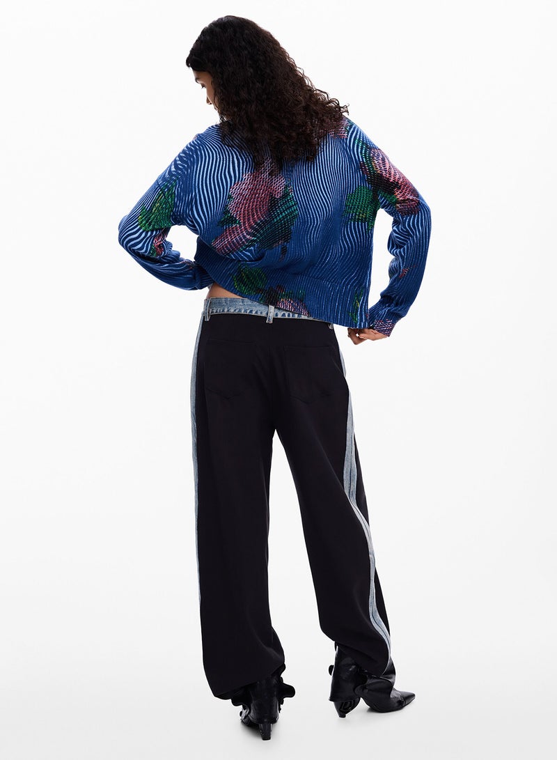 DESIGUAL Lightweight Knit Cardigan-Style Sweater With Pixelated-Style - Image 4