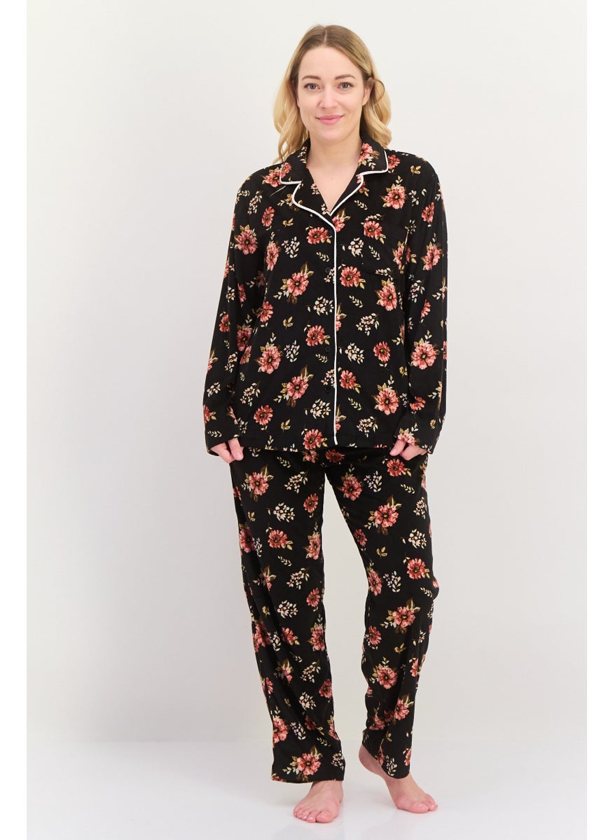 Women 2 Pieces Floral Print Top And Pajama Set, Black - pzsku/Z80B16FE23EC9C59C8348Z/45/_/1737642092/8743d7e6-ee63-4416-9d64-f66acc00ddbe