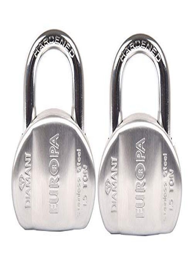 Europa Stainless Steel Polished Diamant Padlock with 11 Pin Dimple Key (58 mm, Multicolor) -Twin Pack