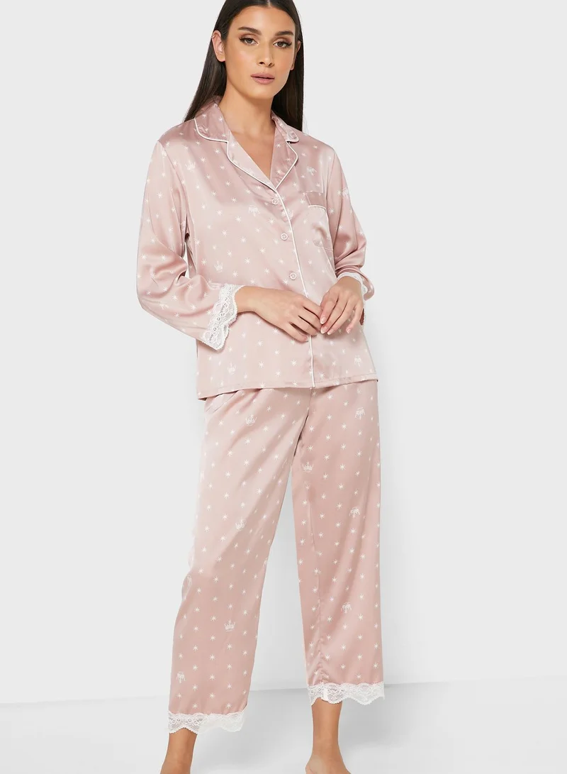 Ginger Lace Hem Shirt Pyjama Set
