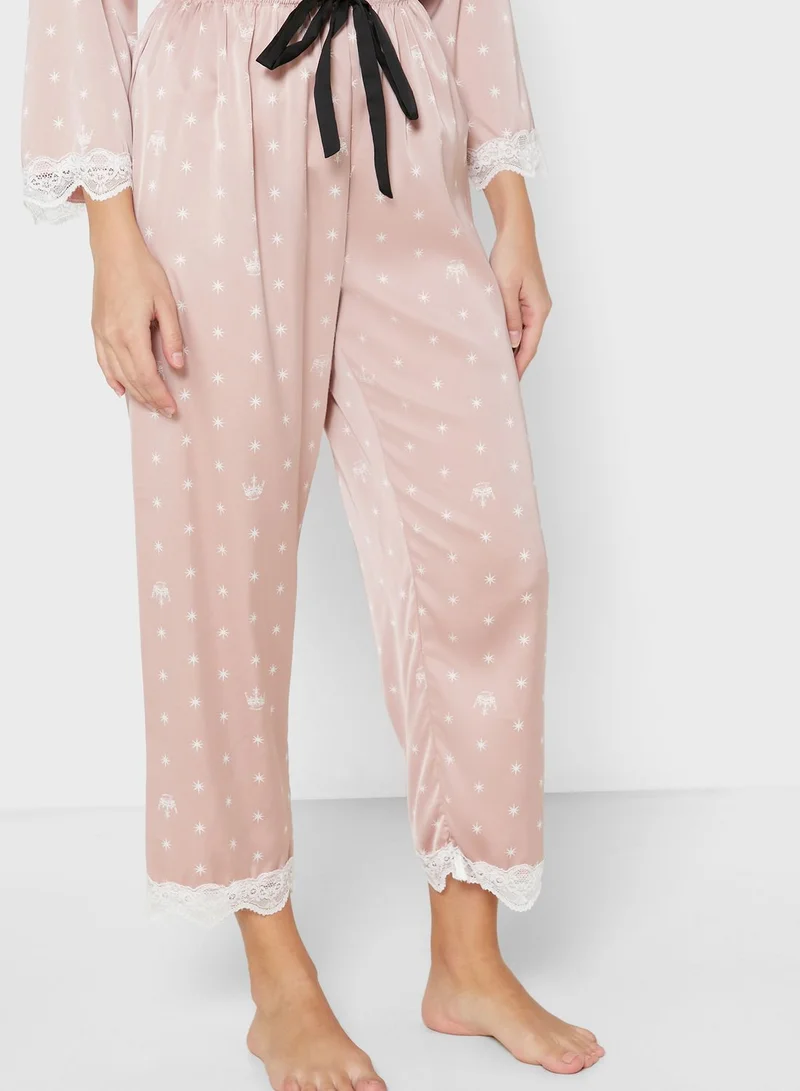 Ginger Lace Hem Shirt Pyjama Set