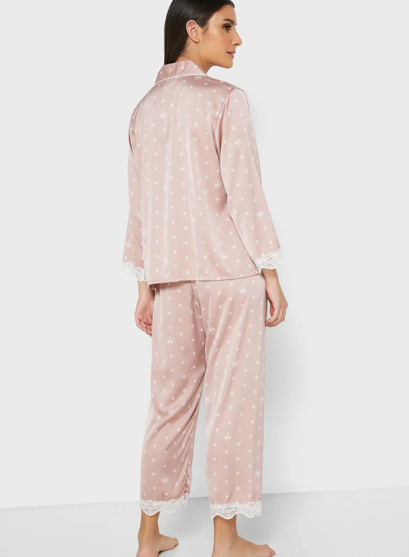 Ginger Lace Hem Shirt Pyjama Set