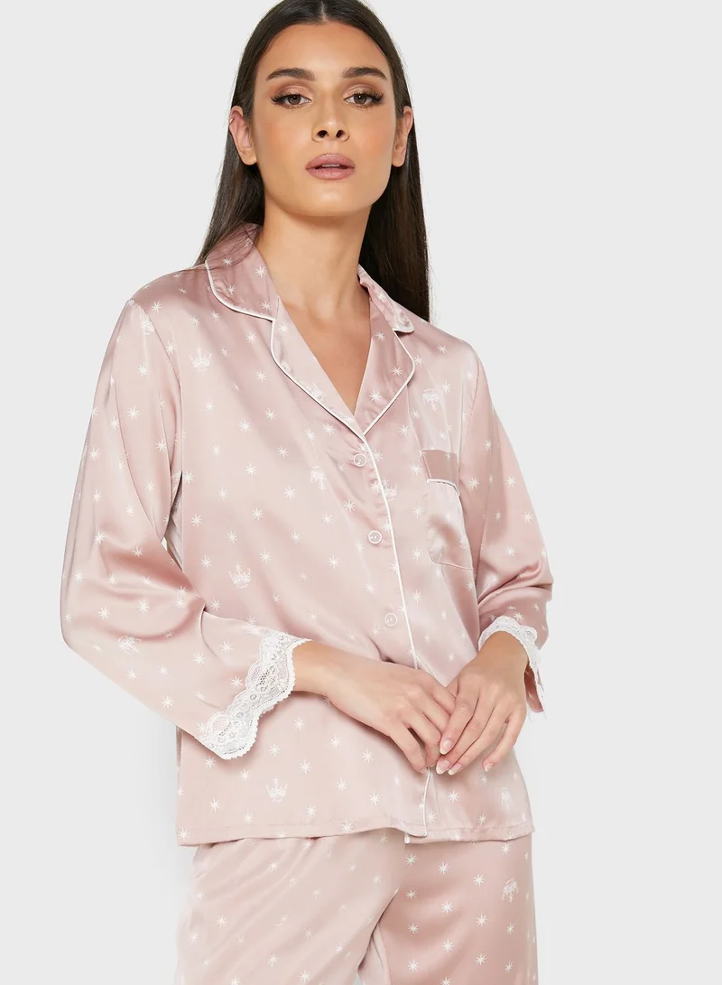 Ginger Lace Hem Shirt Pyjama Set