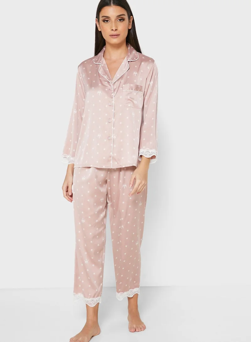 Ginger Lace Hem Shirt Pyjama Set