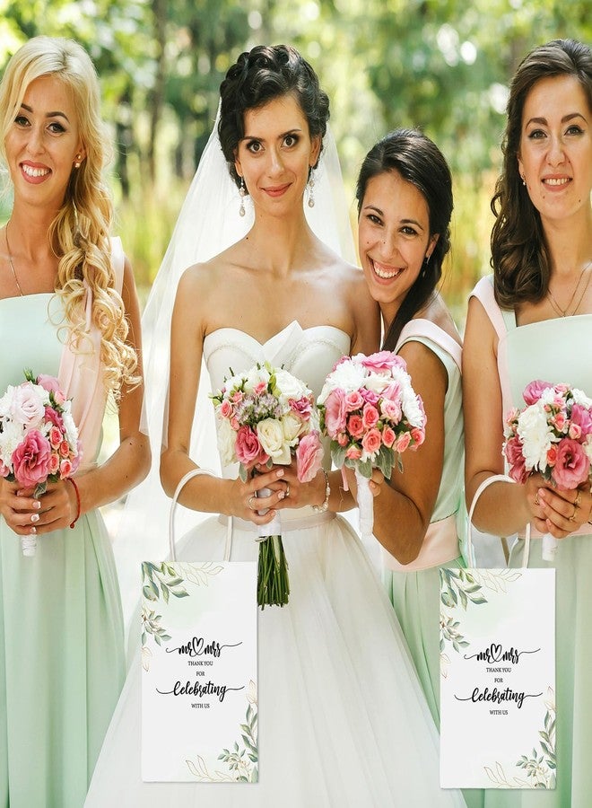 Cholemy 50 Pcs Wedding Welcome Gift Bags Bulk with Handles Thank You Kraft Paper Bags for Guests Wedding Birthday Bridal Shower Baby Shower Party Favors Supplies, 5.91 x 3.15 x 8.27 Inches - Image 4