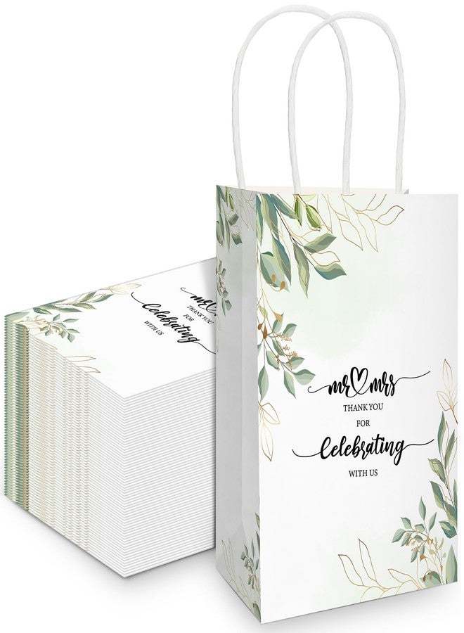 Cholemy 50 Pcs Wedding Welcome Gift Bags Bulk with Handles Thank You Kraft Paper Bags for Guests Wedding Birthday Bridal Shower Baby Shower Party Favors Supplies, 5.91 x 3.15 x 8.27 Inches - Image 1