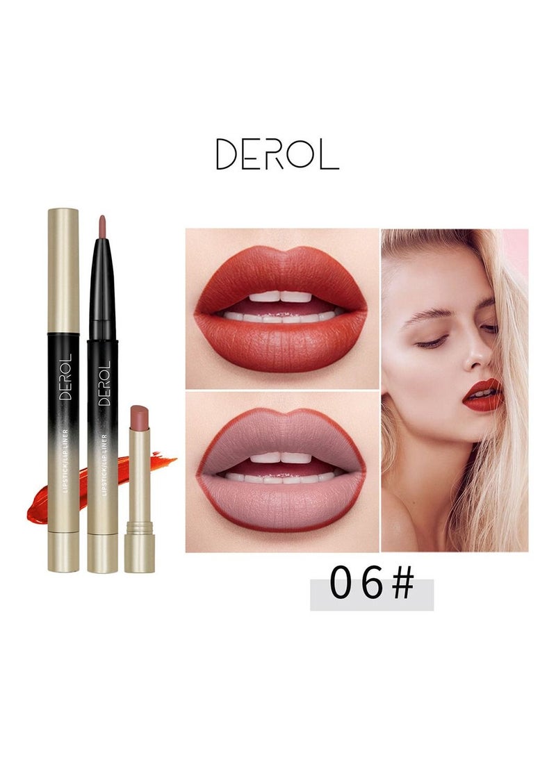 DEROL 2 in 1 Lip Liner & Lipstick Super Stay Matte Lip Pencil Set,Cosmetics Non-Stick Cup，Nude，Long Lasting Lip Liners Pencil Set For Women & Girls Waterproof,Extreme Finish Makeup, Neutral - Image 1