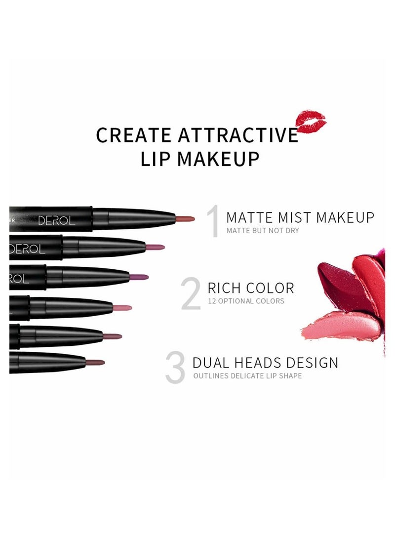 DEROL 2 in 1 Lip Liner & Lipstick Super Stay Matte Lip Pencil Set,Cosmetics Non-Stick Cup，Nude，Long Lasting Lip Liners Pencil Set For Women & Girls Waterproof,Extreme Finish Makeup, Neutral - Image 3