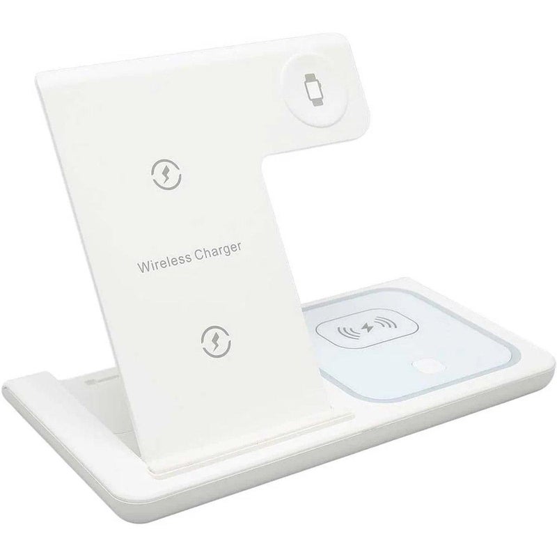 3-in-1 Wireless Charger Stand for iPhone, Watch & AirPods - LED Logo - Image 2
