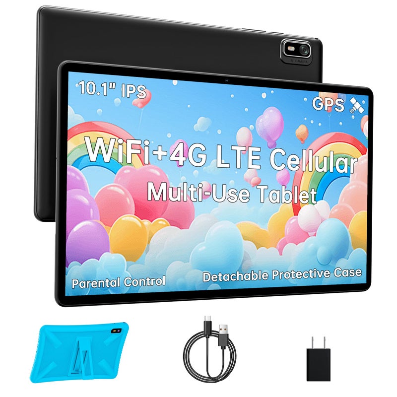 HAOVM Tablet 10 inch Android 14 4G SIM Unlocked Kid Tablet with SIM Card Slot IPS Touch Screen 20GHz Fast Processor 3GB32GBTF Expand24G5GHz WiFi8MP Camera GPS with Blue case