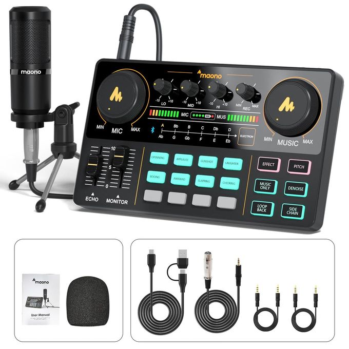 Maono Podcast Equipment Bundle Audio Mixer All-In-One Podcast Production Studio With 3.5Mm Microphone For Live Streaming, Podcast Recording, Pc, Smartphone, Dj Maonocaster Lite (Au-Am200-S1) - Image 4