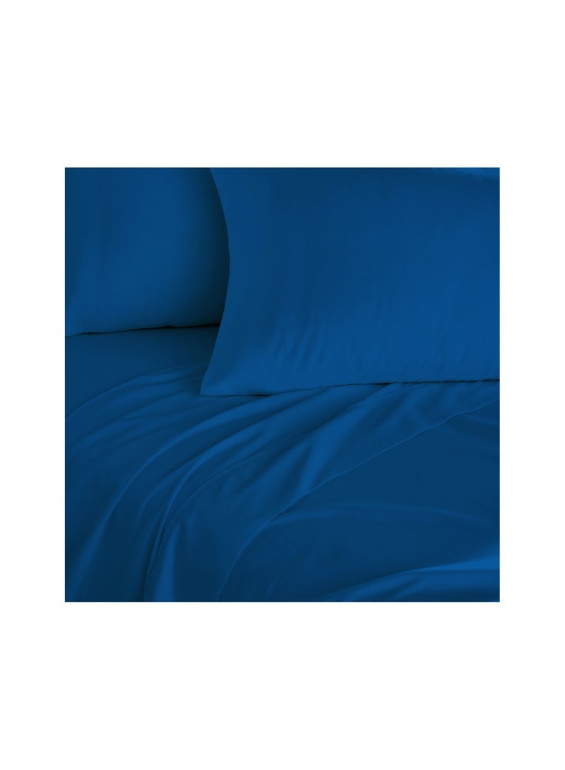 Context King Size Blue 4 PCS Set Soft Wrinkle Free Microfiber Bed Sheet Set with Pillow Covers 1 Flat Sheet 260X267cm 1 Fitted Sheet 200X203cm 2 Pillowcases 50X101cm - Image 3