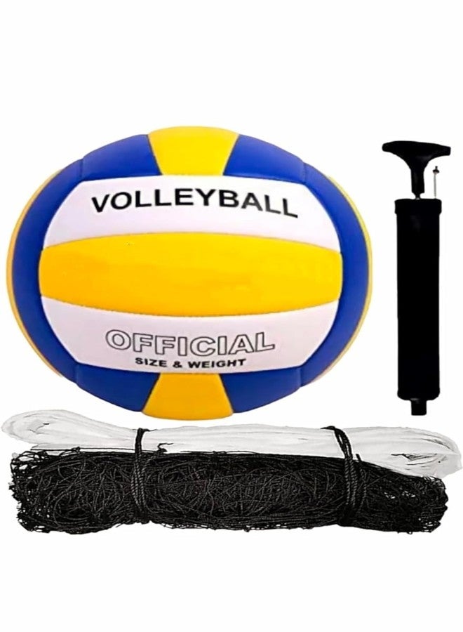 DESCTIDY Volleyball Ball Set with Pump + Volleyball net (Indoor/Outdoor) Play standerd Size_4 with air Pump (Pack of 1) - Image 1