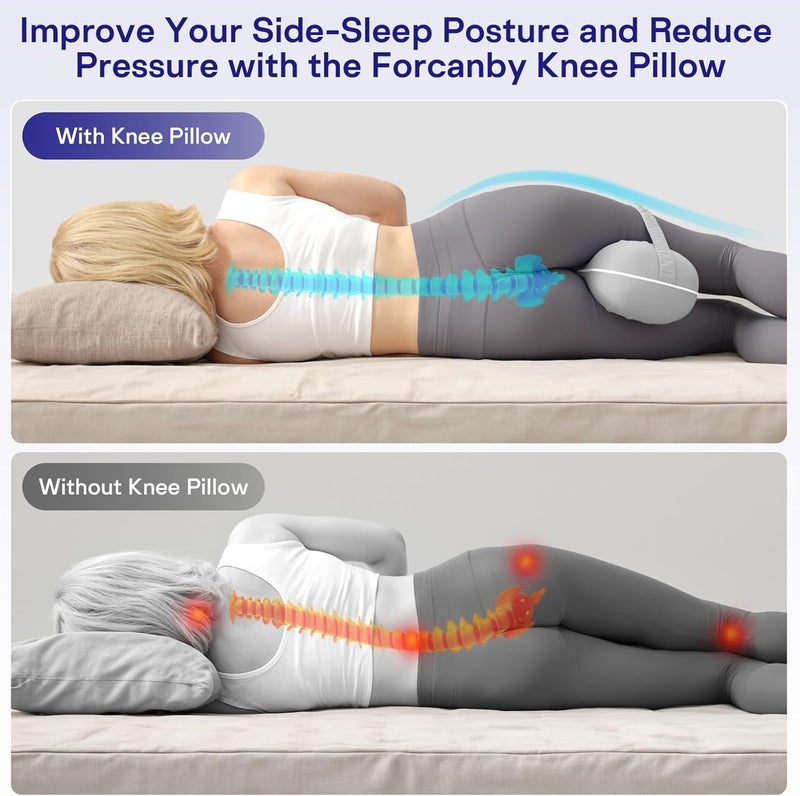 Forcanby Leg & Knee Pillow for Side Sleepers - Smooth Spine Alignment Pillow - Memory Foam Knee Pillows for Back Hip Pain, Spine Aligning, Sciatica, Surgery Recovery, Pregnancy - Image 4