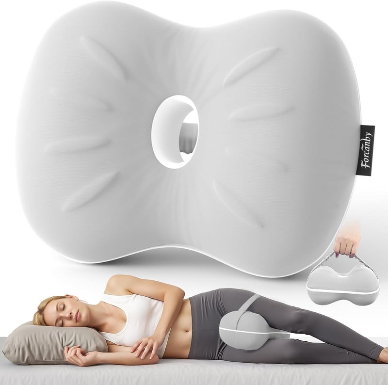 Forcanby Leg & Knee Pillow for Side Sleepers - Smooth Spine Alignment Pillow - Memory Foam Knee Pillows for Back Hip Pain, Spine Aligning, Sciatica, Surgery Recovery, Pregnancy - Image 1