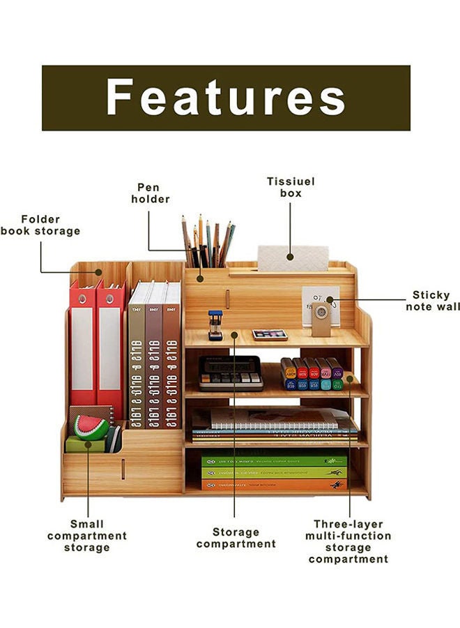 Wooden Desk Organizers and Storage Brown - Image 3