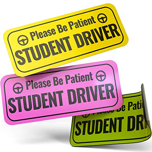 Skdorpfm Adheisign Student Driver Magnet Sticker | Removable Reflective New Driver Safety Sign | Strong Adhesive Car Vehicle Bumper Decal (3 Color Pack) - Image 1