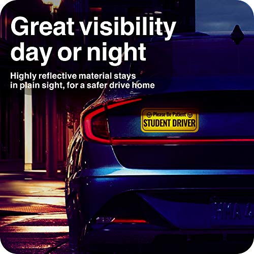 Skdorpfm Adheisign Student Driver Magnet Sticker | Removable Reflective New Driver Safety Sign | Strong Adhesive Car Vehicle Bumper Decal (3 Color Pack) - Image 3