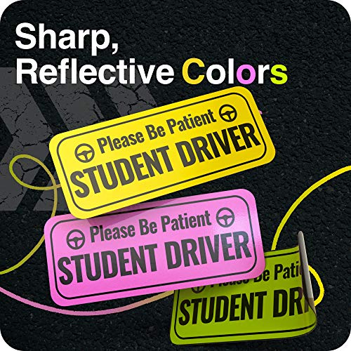 Skdorpfm Adheisign Student Driver Magnet Sticker | Removable Reflective New Driver Safety Sign | Strong Adhesive Car Vehicle Bumper Decal (3 Color Pack) - Image 5