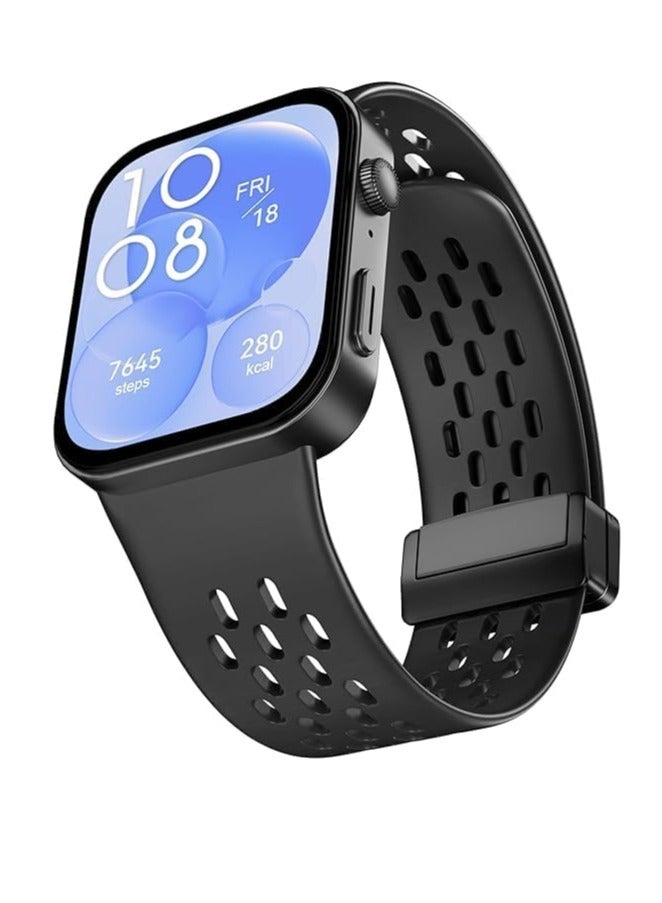 Silicone Band Compatible with Huawei Watch Fit 3 Strap, Soft Sport Replacement Wristband with Magnetic Buckle Compatible for Huawei Fit 3 Smartwatch Fitness Accessories - Image 2