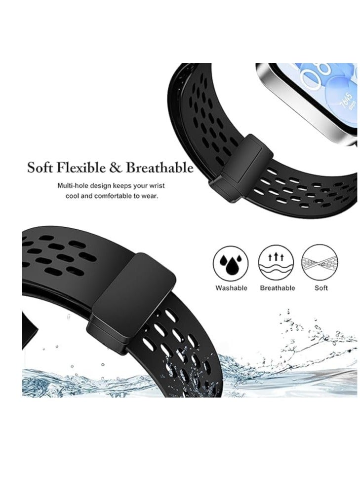 Silicone Band Compatible with Huawei Watch Fit 3 Strap, Soft Sport Replacement Wristband with Magnetic Buckle Compatible for Huawei Fit 3 Smartwatch Fitness Accessories - Image 4