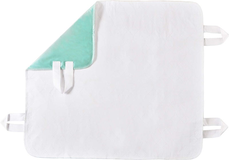 NOVA Medical Products NOVA Waterproof Reusable Underpad with 4 Positioning Strap Handles 100 Cotton Skin Soft Top Layer Washable Incontinence Bed Surface Overlay Super Absorbent 32 x 36