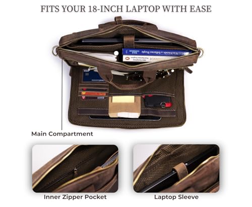 NomadCraftsCo. Leather Messenger Bag for Men – 16 Inch Laptop Case, Office Briefcase, Computer Satchel for Laptops, Vintage Leather Carryall for Work or Travel - Image 5