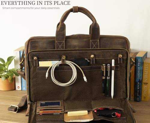 NomadCraftsCo. Leather Messenger Bag for Men – 16 Inch Laptop Case, Office Briefcase, Computer Satchel for Laptops, Vintage Leather Carryall for Work or Travel - Image 4