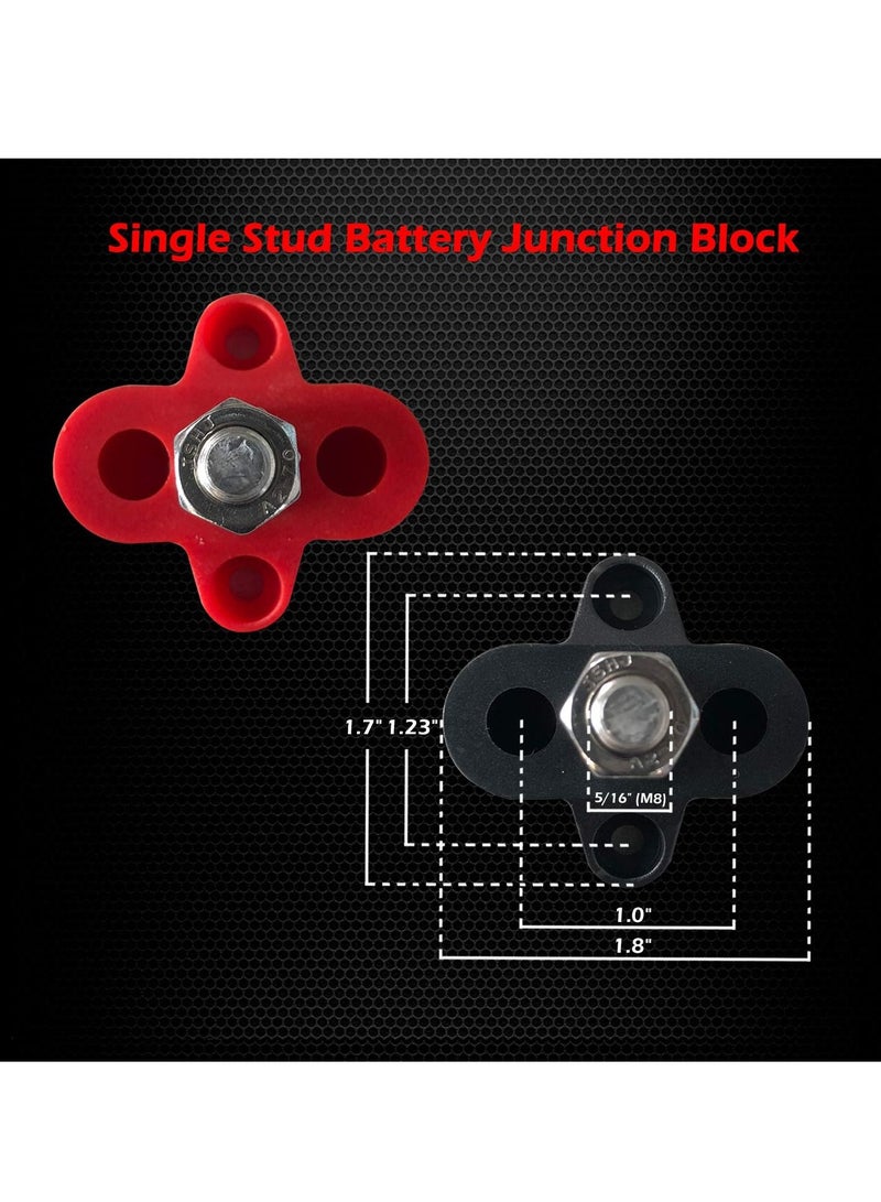 Excefore 5/16" Single Stud Battery Junction Posts, Bus Bar 12V 200A Battery Wire Power Distribution Terminal, Heavy Duty Ground Junction Block Power Distribution Studs Terminal Kit (Red and Black) - Image 5