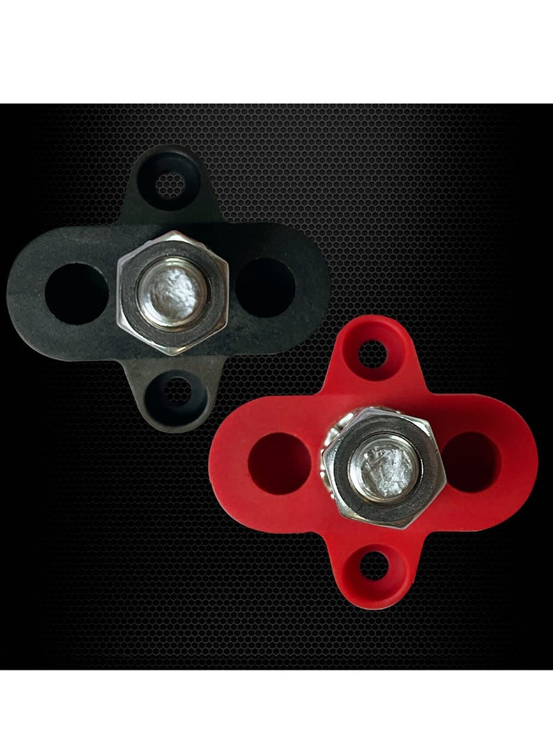 Excefore 5/16" Single Stud Battery Junction Posts, Bus Bar 12V 200A Battery Wire Power Distribution Terminal, Heavy Duty Ground Junction Block Power Distribution Studs Terminal Kit (Red and Black) - Image 4