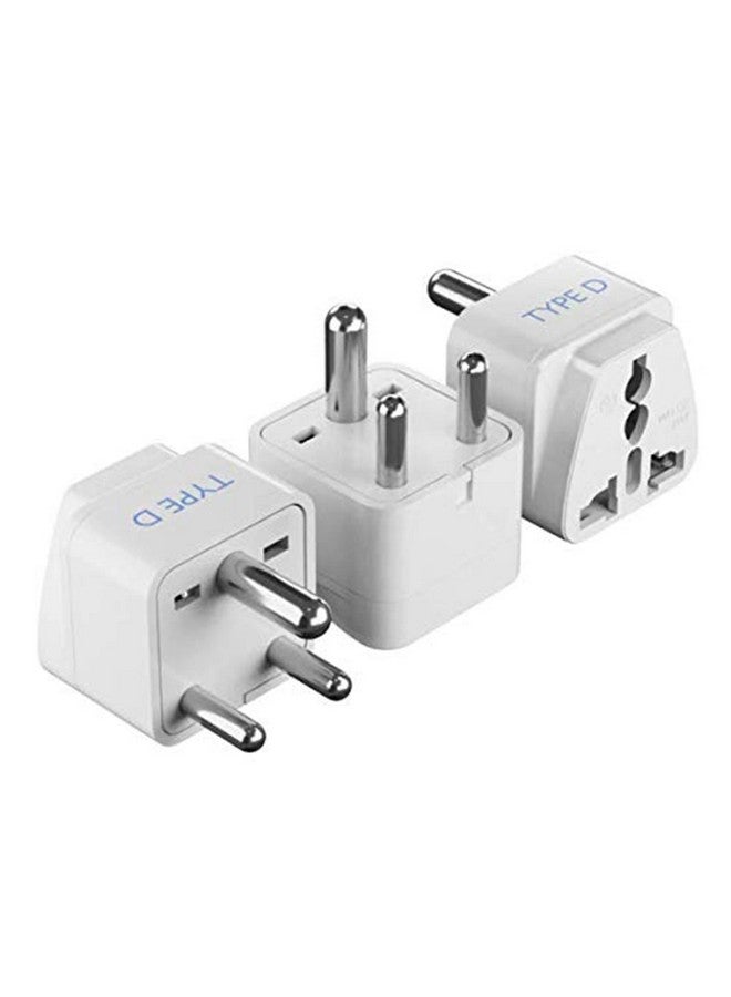 Ceptics USA to India Converter Plug, World (USA, UK, China & More) UK to India Adapter Plug - Type D Adapter - Canada to India Converter Plug - CE - RoHS - White - 3 Pack - Image 1