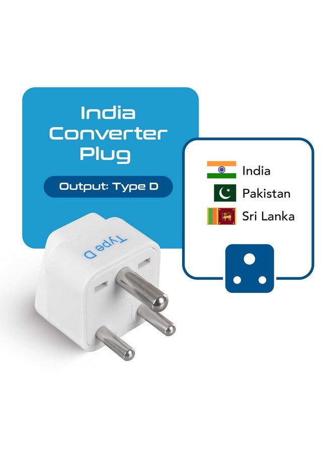 Ceptics USA to India Converter Plug, World (USA, UK, China & More) UK to India Adapter Plug - Type D Adapter - Canada to India Converter Plug - CE - RoHS - White - 3 Pack - Image 2