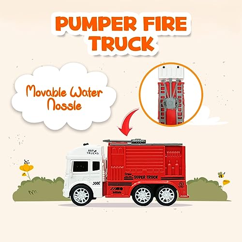 Wembley Fire Truck Toy Set of 4 | Friction Powered Push & Go Fire Engine Vehicles with Tanker, Ladder, Pumper & Man Lifter | Fire Rescue Playset for Kids 2-5 Years - Image 5