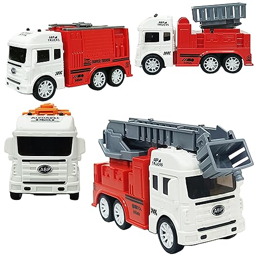 Wembley Fire Truck Toy Set of 4 | Friction Powered Push & Go Fire Engine Vehicles with Tanker, Ladder, Pumper & Man Lifter | Fire Rescue Playset for Kids 2-5 Years - Image 1